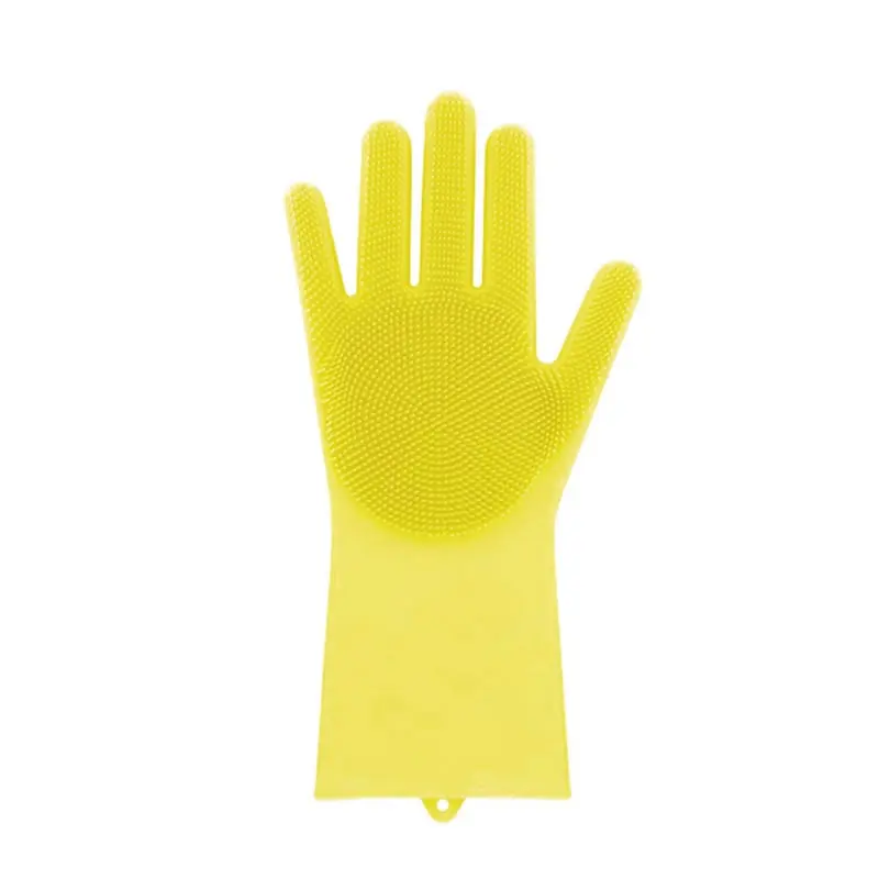 QueenTime силиконовые чистящие перчатки скруббер для фруктов картофель пластиковые пищевые перчатки кухонные принадлежности перчатки для мытья посуды - Цвет: 1 Pcs-Yellow