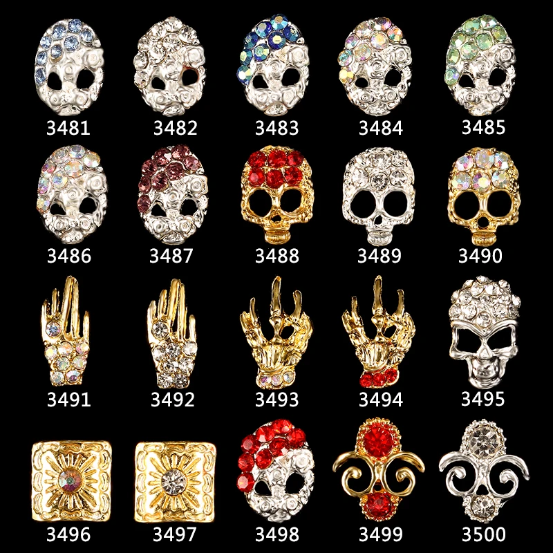 

Halloween Hand Skull 3D Nail Art Decorations,Rhinestones Alloy Nail Charms,Nails Rhinestones On Nails Polish Gel UV,3481-3500