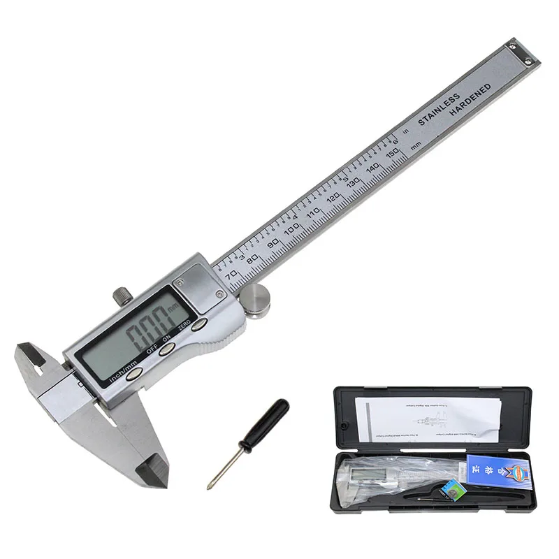 

LCD Electronic Digital Gauge Stainless Vernier Caliper 150mm/6 Inch Micrometer Angular Dial Tool Ruler