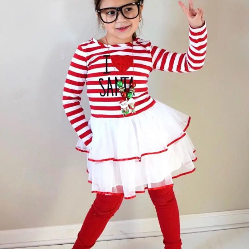 

Christmas Clothes Girl Clothes Long Sleeve Girls Dress Toddler Baby Kids Girls Deer Printed Striped Party Princess Dress