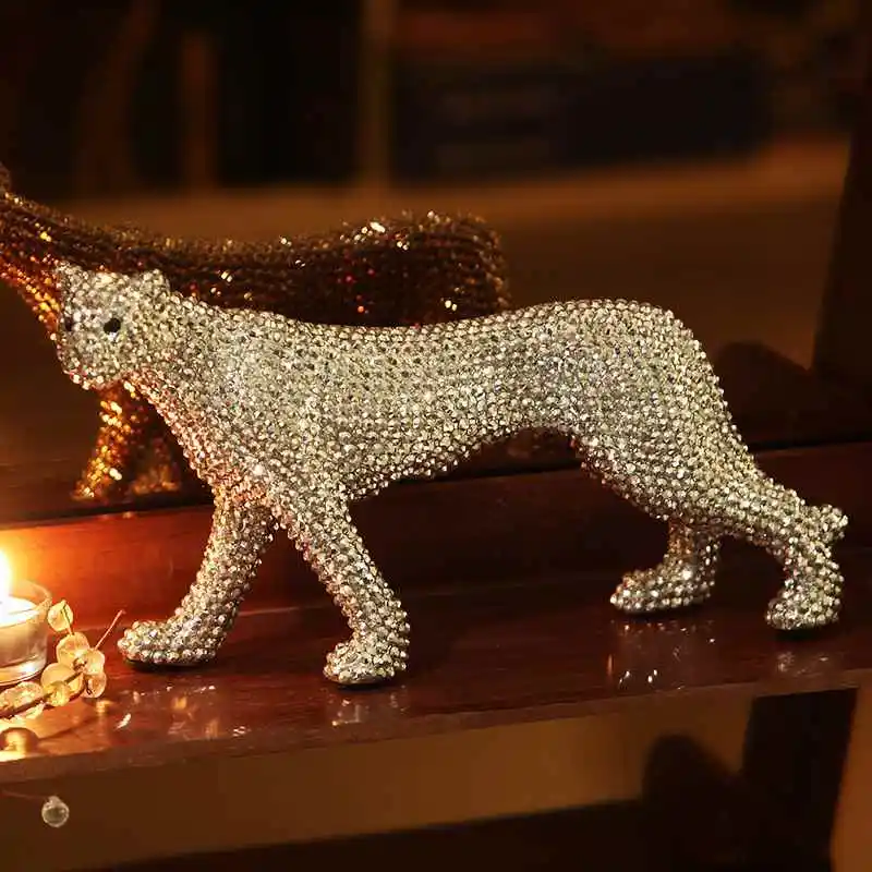 Керамические изделия креативные животные Алмазная леопардовая скульптура гостиная украшение дома аксессуары отправка друзьям подарки R1311