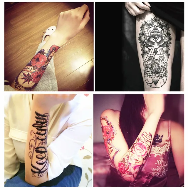 VEAMOR 4PCS Waterproof Temporary Tattoo Henna Design Tattoo Sticker Transfer Fake Tattoo Sleeve VEAMOR 4PCS Waterproof Temporary Tattoo Henna Design Tattoo Sticker Transfer Fake Tattoo Sleeve