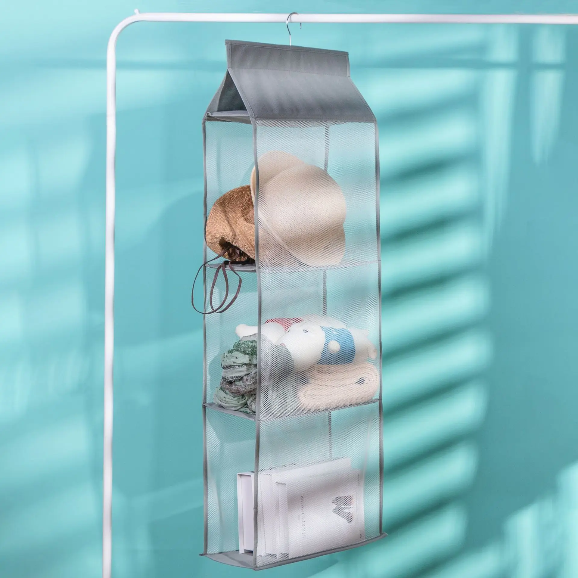 Wardrobe hanging organizer Tote bag hanging storage bag handbag organizer in the closet mesh purse handbag wardrobe organizer