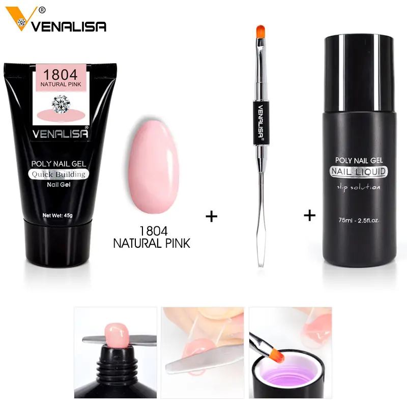 

VENALISA Poly Gel Kits Dropshipping French Nail Clear Camouflage Color Nail Tip Form Crystal Acrylic Gel Slice Brush Nail Gel