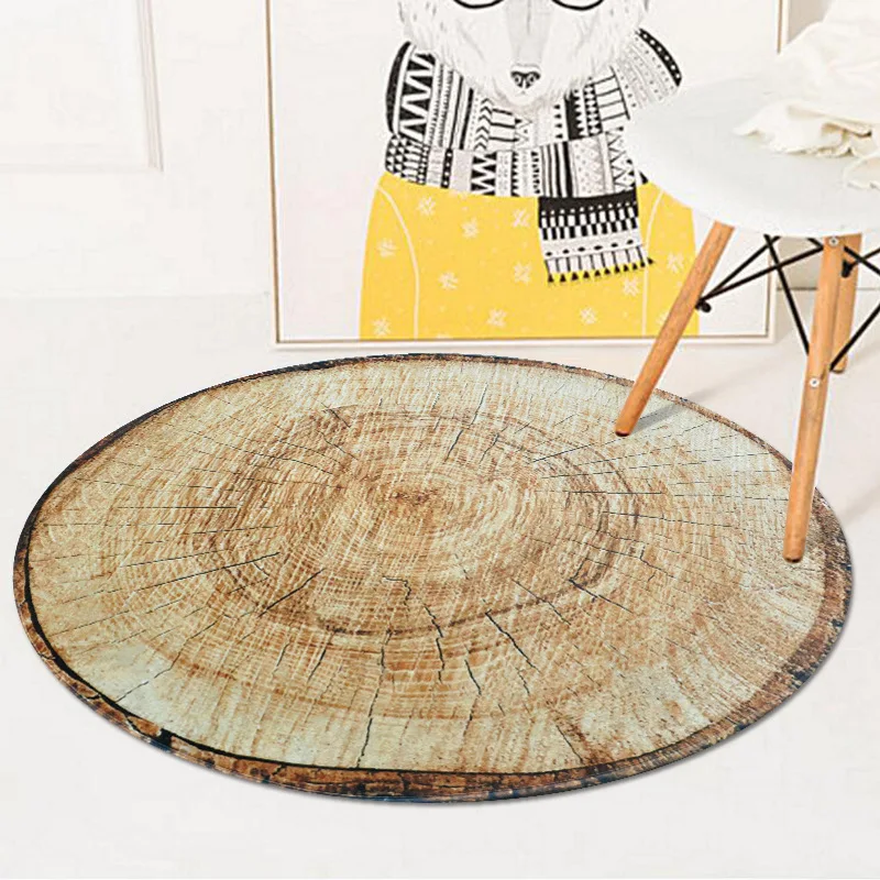 

Distinctive Round Rug Antique Wood Tree Growth Ring Round Carpet Computer Chair Floor Pad Floor Mat for Bedroom Kids Floor Pad