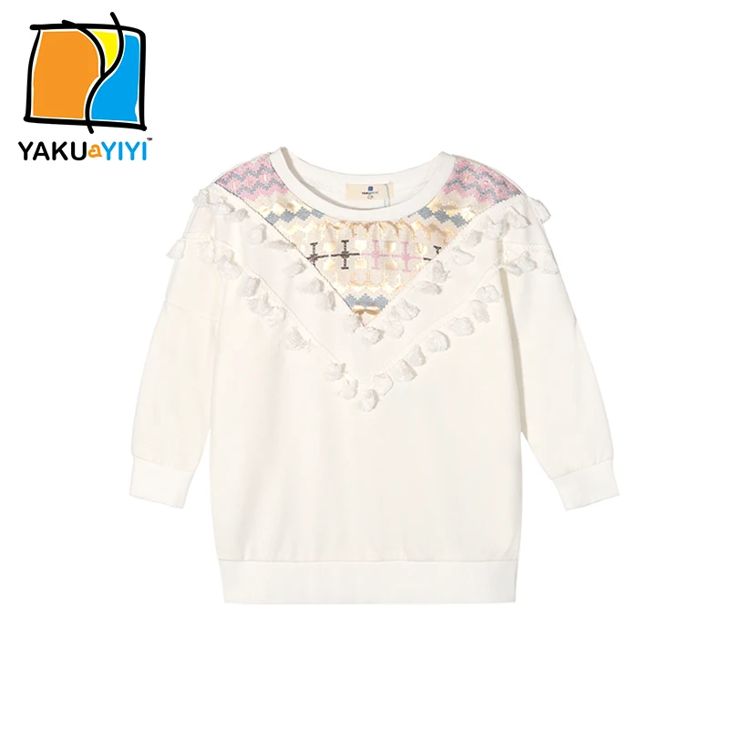 YKYY YAKUYIYI 2016 Brand New Autumn Long Sleeve Geometric Embroidery Solid Tribal Tassels Girls font b