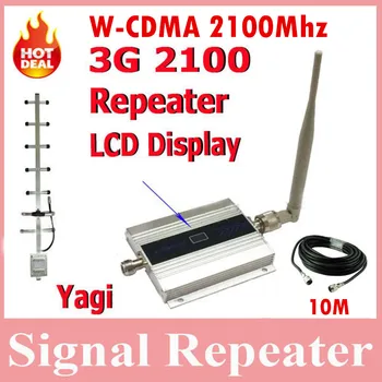 

LCD Display ! 3G Signal Repeater W-CDMA 2100Mhz 3G Repeater Mobile Phone 3G Booster Amplifier 13dbi Yagi Antenna signal booster