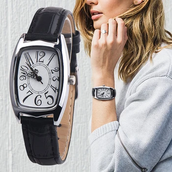 

Fashion Simple Roman Numeral Women's Watches Leather Strap Quartz Watch Ladies Silver Dial Female Clock Relogio Feminino