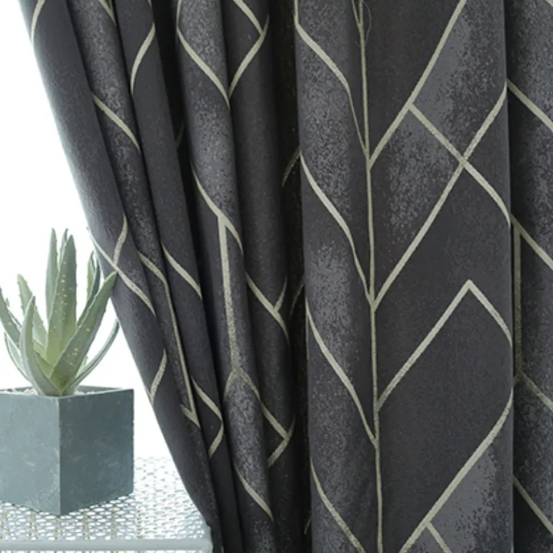 Полузатемненные занавески s для спальни гостиной роскошные занавески с полосатым узором креативные скандинавские шторы Ретро Зеленые Серые жалюзи - Цвет: 1PC Dark Gray