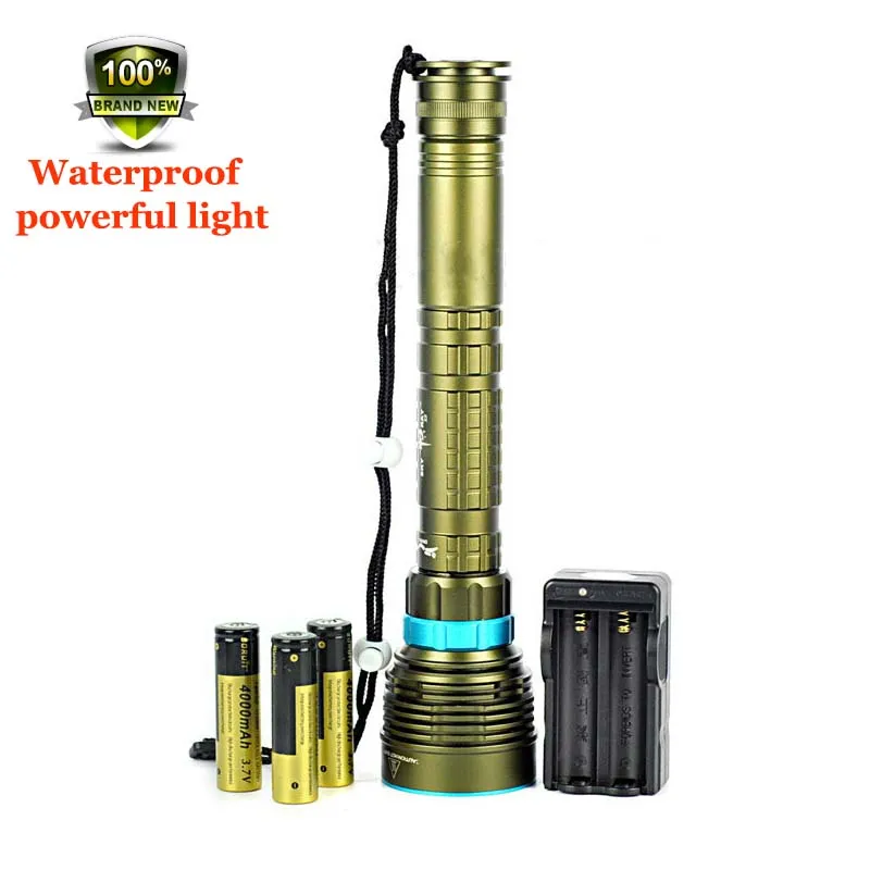 

Scuba Diving 100M Underwater 12000Lm 7 x XML2 LED Diving Flashlight 18650 Rechargeable 7 L2 LED Torch Lights + Battery + Charger