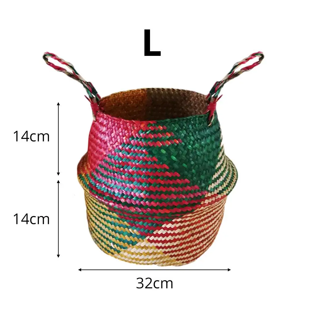 Скандинавском стиле, сочетающиеся цвета, натуральные водоросли, плетеная корзина для покупок, корзина для растений, цветочный горшок, складные корзины ручной работы для хранения, корзина - Цвет: Multi L