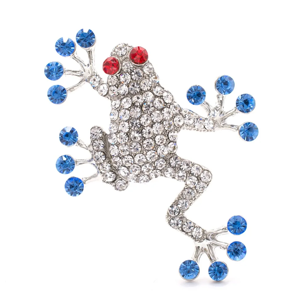 

Blue Rhinestone Crystal Frog Brooch Pin Broach For Woman Shoes,Bag Accessories Jewelry FA5079BLU