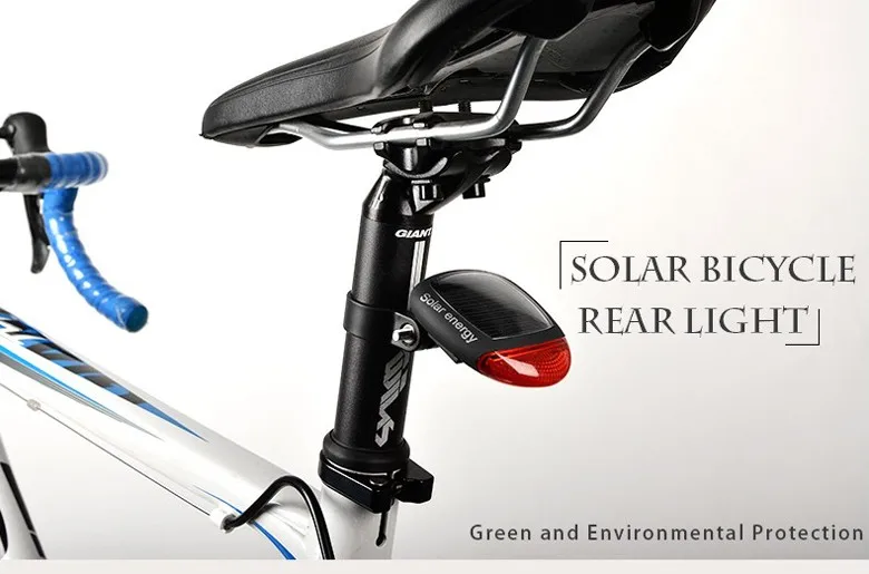 Best Solar Power LED Bicycle Lights Bike Rear Tail Lamp Light Bike cycling Safety warning Flashing Light Lamp Red 6