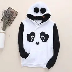 2019 милые панды уха Толстовка Для женщин панда флис пуловер худи свитера пальто с капюшоном