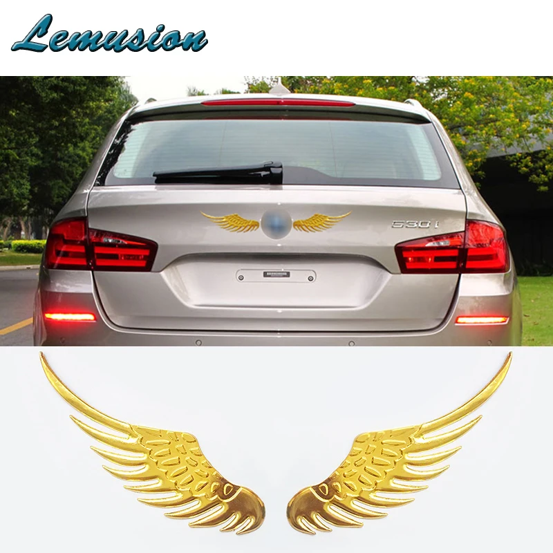Car-styling 2X Car Stickers Metal 3D Wing For BMW e46 e39 e60 e90 Honda civic accord fit Renault duster megane logan Accessories |