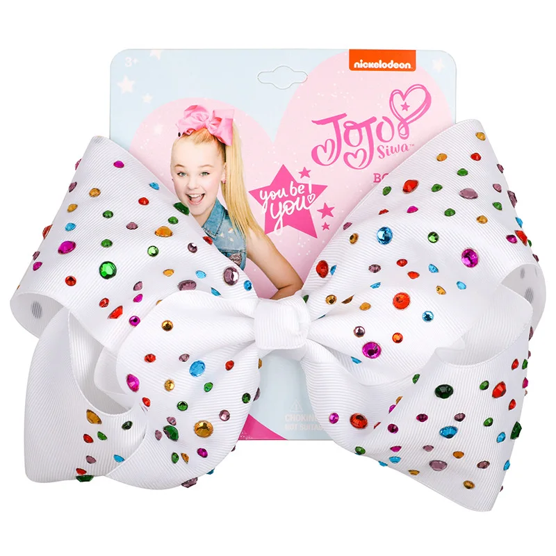 

Jo Jo Bows with Siwa's Cardboard Hairpin Clips Solid Hair Claws Rhinestone Diamond Handmade Hair Accessories For Girls Kids