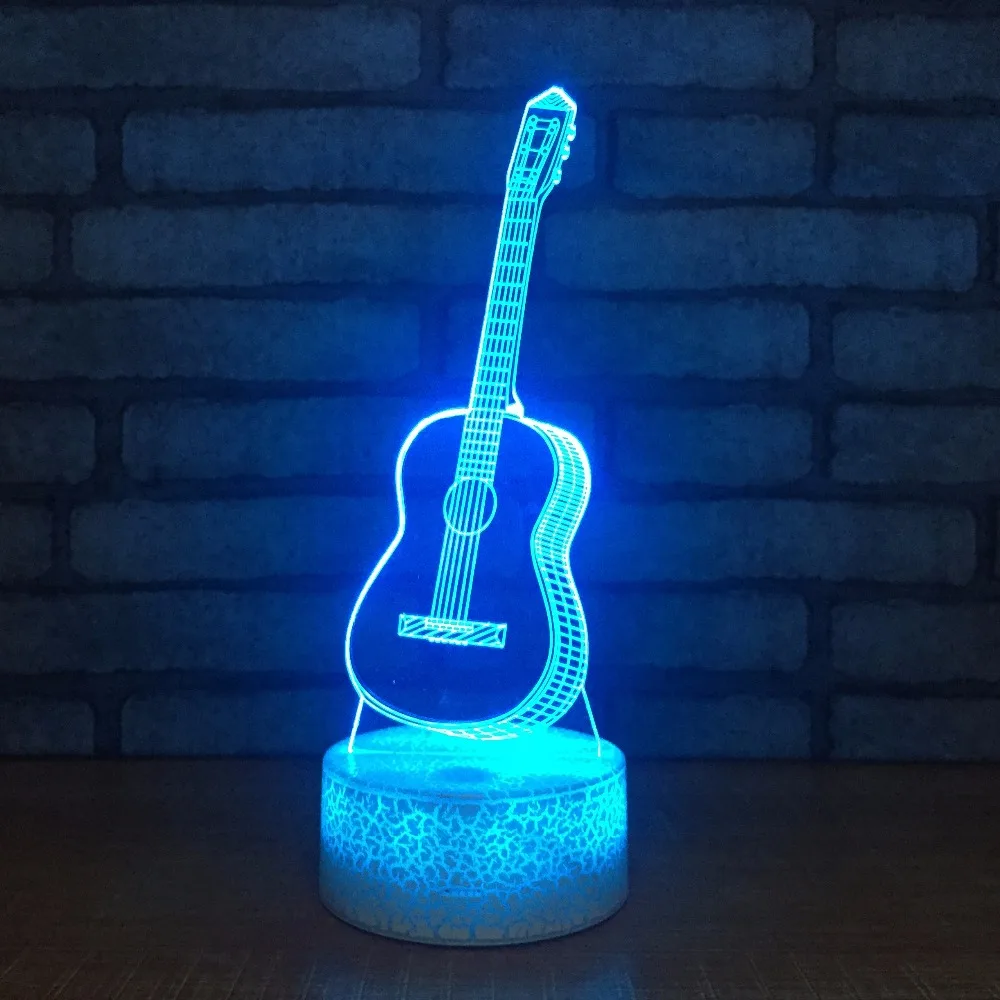 Новинка ночсветильник с эффектом иллюзии 3D гитары светодиодный сенсорный RGB 7