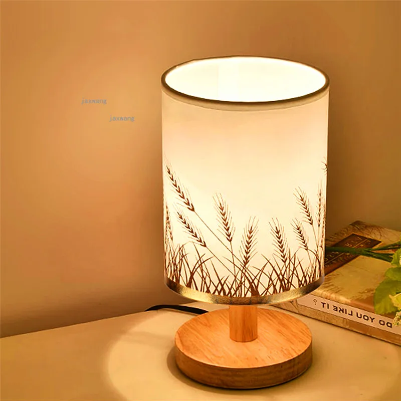 

Modern Wood Fabric LED Lights Decoration Table Lamp Living Room Learning Table Lamps For Bedroom Home Deco Bedside Bed Lamp