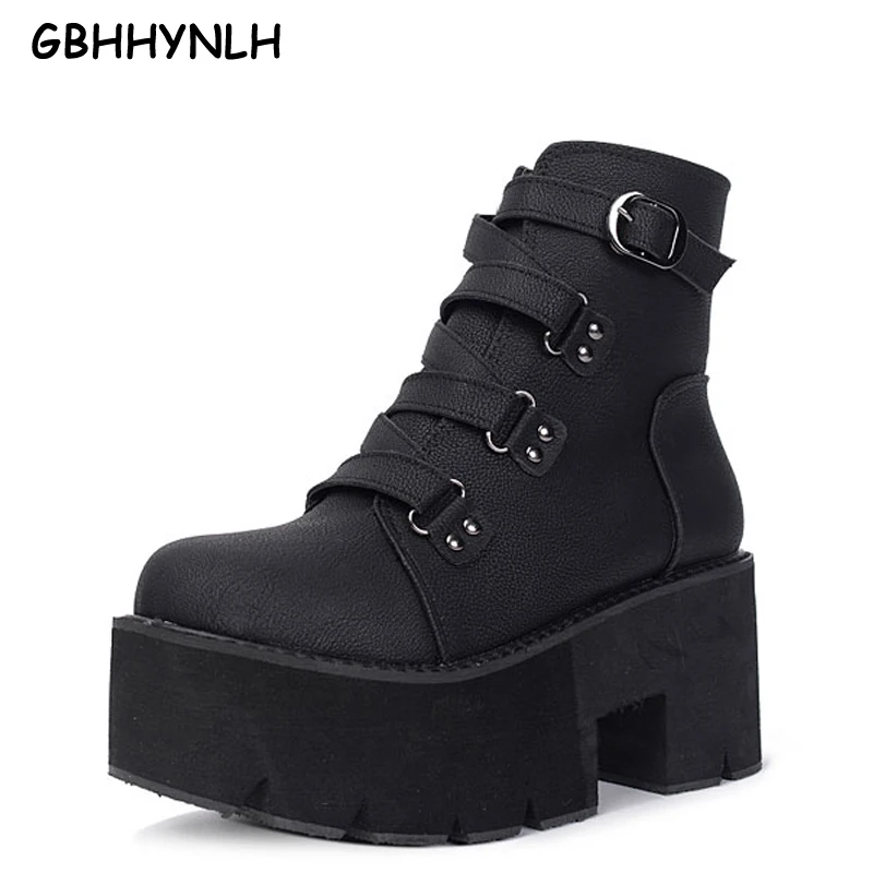 

GBHHYNLH snowboots winter shoes Thick Heels gladiator boots Casual Shoes platform boots women Autumn shoes punk boots LJA448