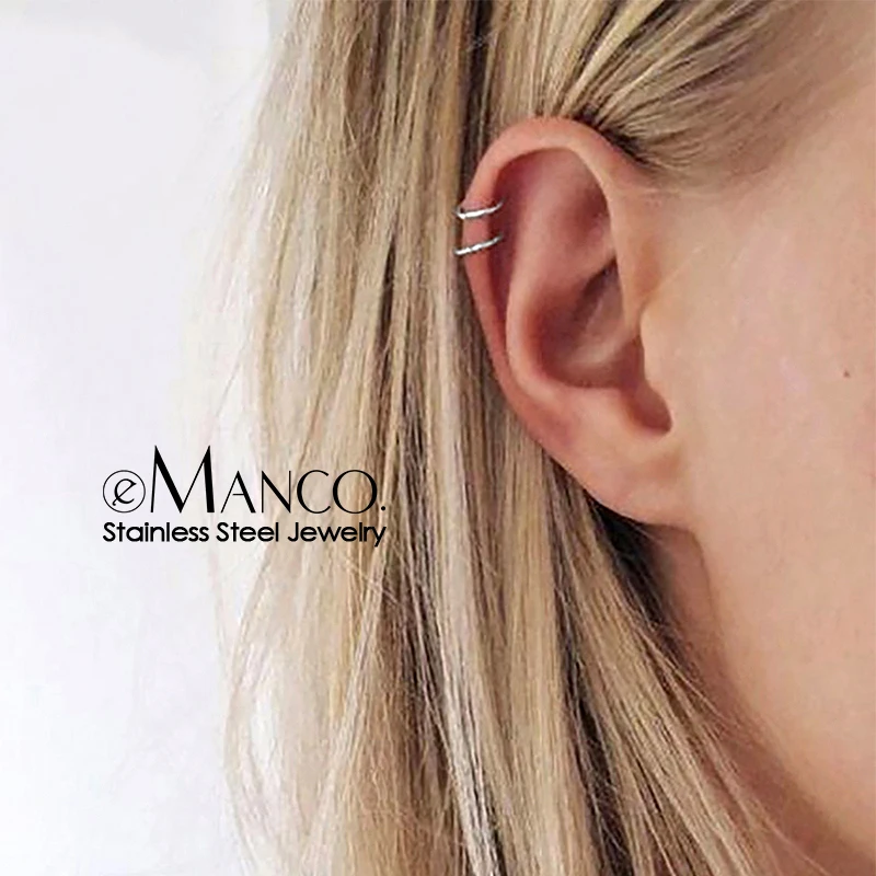 

e-Manco Trendy stainless steel ear cuff earrings for women clip on earrings without piercing earcuff jewelry