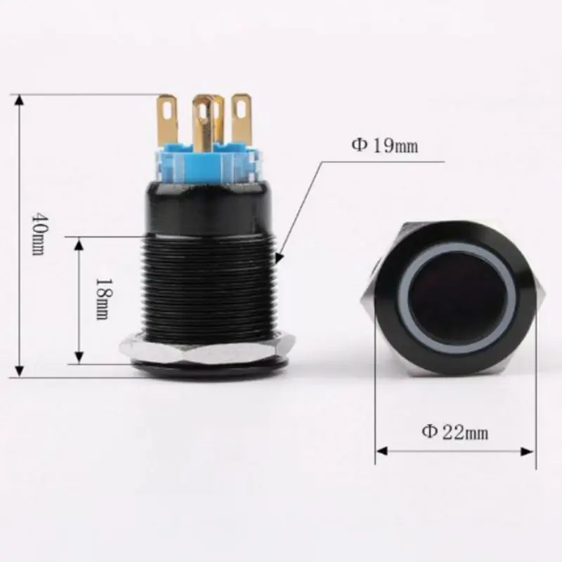 19 мм с резьбой Длина 40 мм 12 V 24 V 220 V светодиодный Водонепроницаемый Self-закрывающая защелка Кнопка Плоский переключатель автомобиль переключатель C45