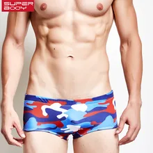Бренд superbody мужские камуфляжные пляжные спа плавательные боксеры u-выпуклый дизайн плавательные шорты узкие эластичные