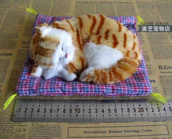 

yellow stripe simulation cat lifelike sleeping cat model gift about 19x8x14cm