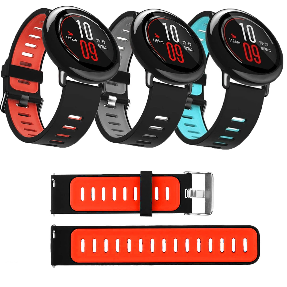 4в1 ремешок для оригинальных часов Xiaomi Huami Amazfit pace силиконовый ремешок для умных часов+ USB кабель для зарядки док-станция+ стеклянная защита для экрана