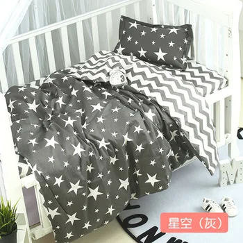 Recién llegado Stars wave bebé niños cuna de algodón ropa de cama de guardería para niño y niña cuna colecho, edredón/sábana/almohada, con relleno