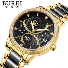 Ladies Watch BUREI Top Brand Luxury Women Sapphire Automatic Mechanical Wrist Watches Rhinestone Waterproof Ceramic Watch