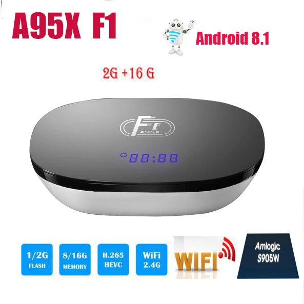 A95X F1 20 шт Android tv BOX 8,1 2G 16G Amlogic S905W quad core Suppot H.265 4K 2,4 GHz WiFi A95X F1 tv box 5 шт/1 OPCS - Цвет: Серебристый