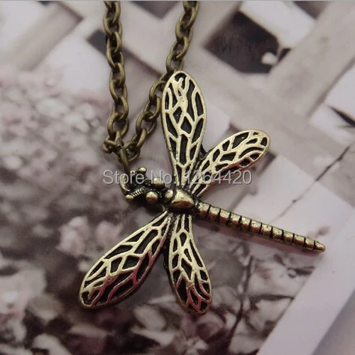 

2014 Hot Movie Game Of Thrones Sansa Stark Vintage Dragonfly Pendant Necklace Chain Necklace 24pcs/lot