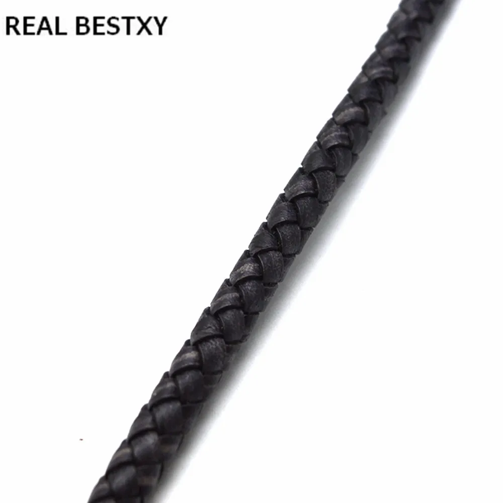 REAL BESTXY 1m/lot genuine cowhide round leather black antique leather cord for bracelets making blue leather round cord green