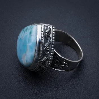 

Natural Caribbean Larimar Vintage 925 Sterling Silver Ring, US Size 8.5 R3402
