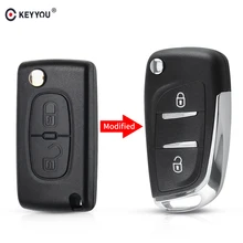 Keyyou modificado flip escudo chave do carro remoto caso chave para citroen c2 c3 c4 c5 c6 xsara pica para peugeot 306 407 807 ce0523