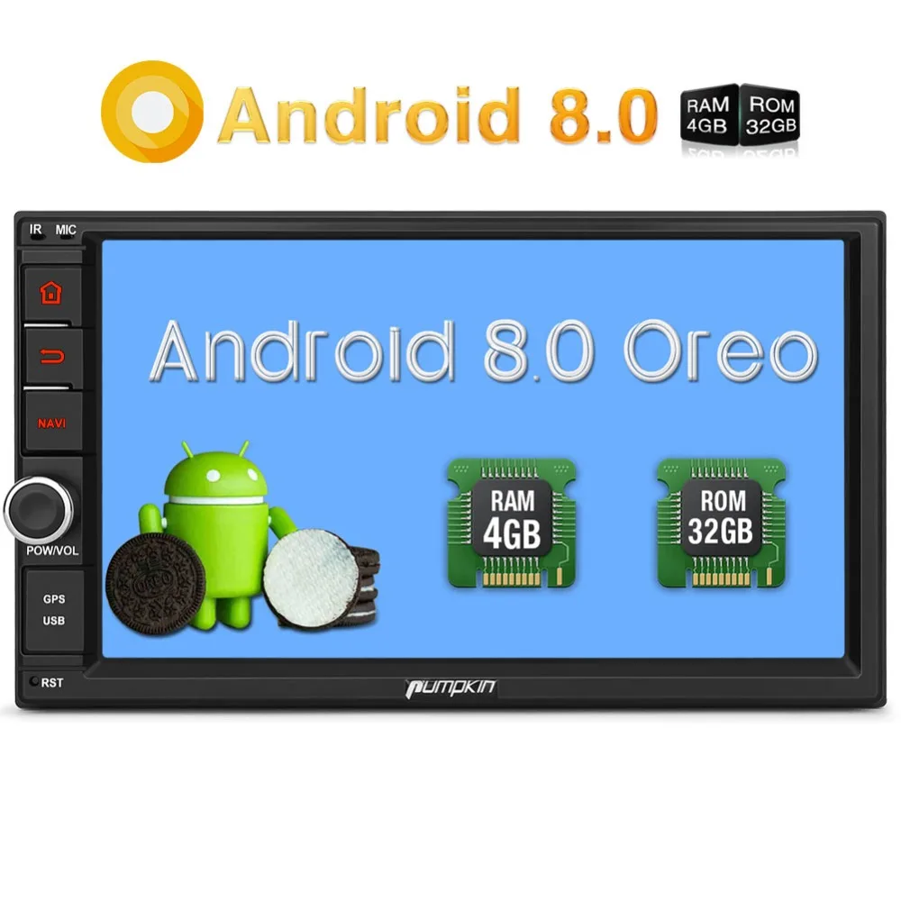 

Pumpkin 2 Din 7'' Android 8.0 Universal Car Radio No DVD Player GPS Navigation Car Stereo 4GB RAM Wifi 4G Fast Boot Headunit