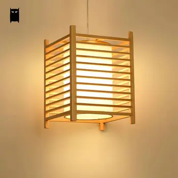 

Wood Tatami Pendant Light Fixutre Rustic Korean Asian Japanese Style Hanging Lamp Indoor Home Luminaria Dining Room Restaurant