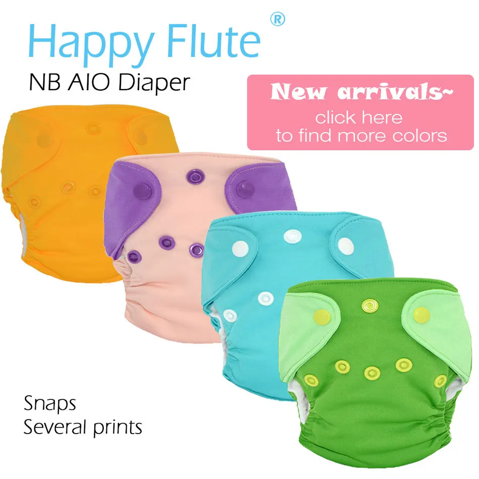 Подгузник Happy flute NB, подгузник baby, подгузник NB, подгузник AIO с пришитой внутренней вставкой. Подходит для детей 0-3 месяцев или 6-12 фунтов