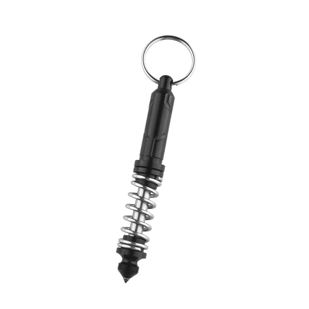 Portable Spring Pen Glass Breaker Multifunction Tungsten steel Survival Pens Writing pen Keychain Personal Survival Tools - Название цвета: Черный