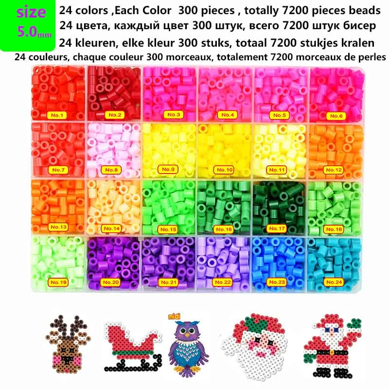 JSXuan Perler Beads 24 цвета 4800 штук 5 мм Хама шарик детская развивающая головоломка игрушки DIY подарок пищевой бусинки из ЭВА