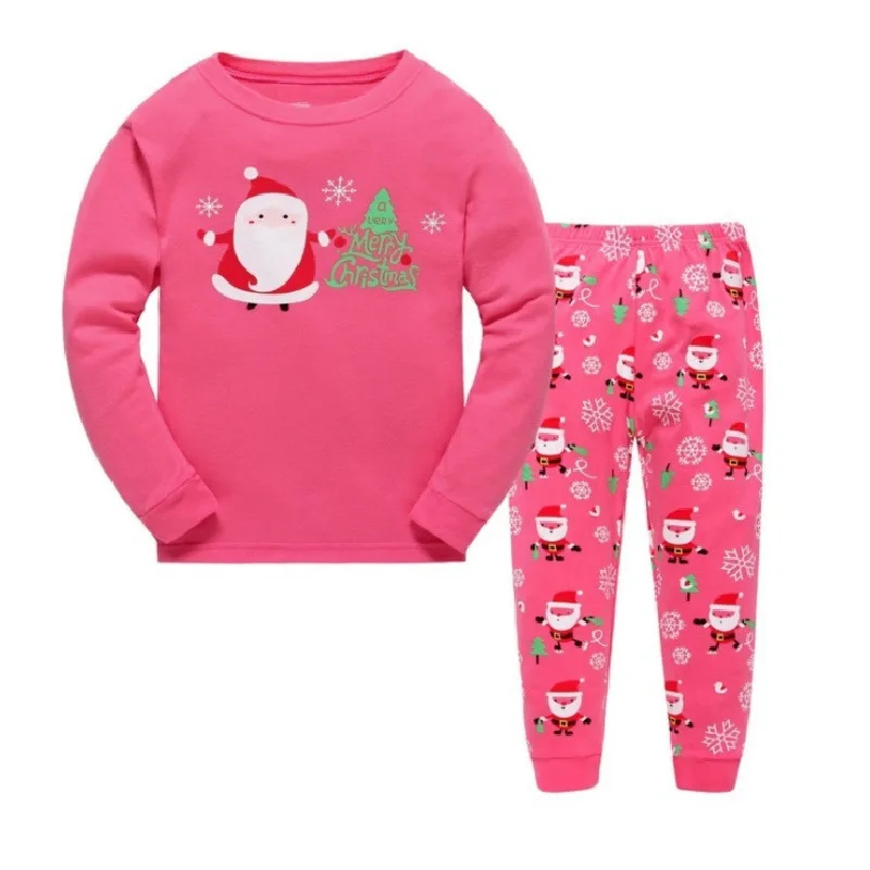 22 New Year Christmas Baby Boys Girls Sleepwear Set Kids Pajamas Suit Santa Reindeer Cartoon Nightwear Toddler Children Clothing