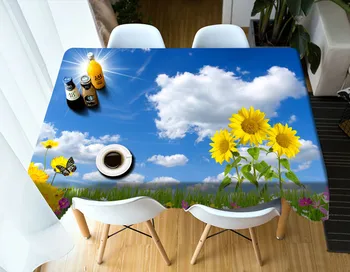 

blue dining tablecloth Cofffee Dining Waterproof 3D rectangular tablecloth round table cloth customized size Cushion cover