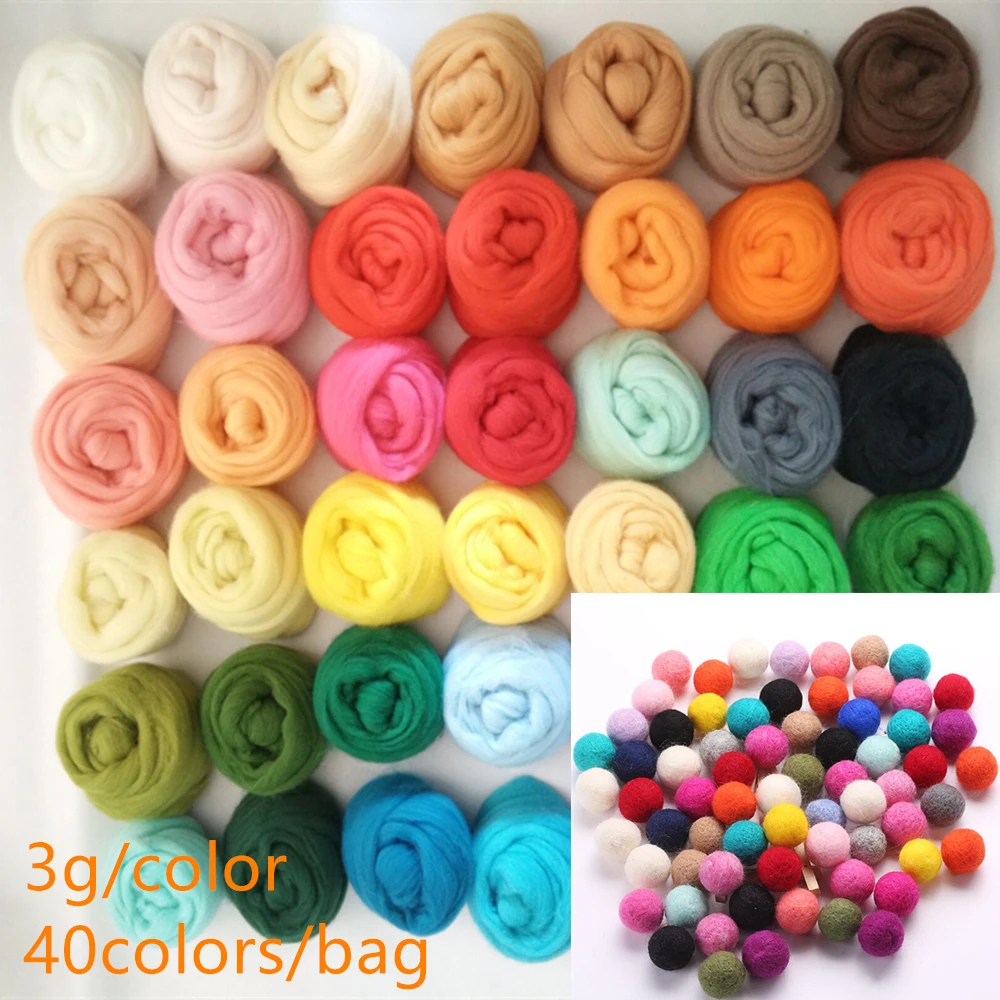 Buy 40colors/bag Wool Felt DIY Needlework Wool Set