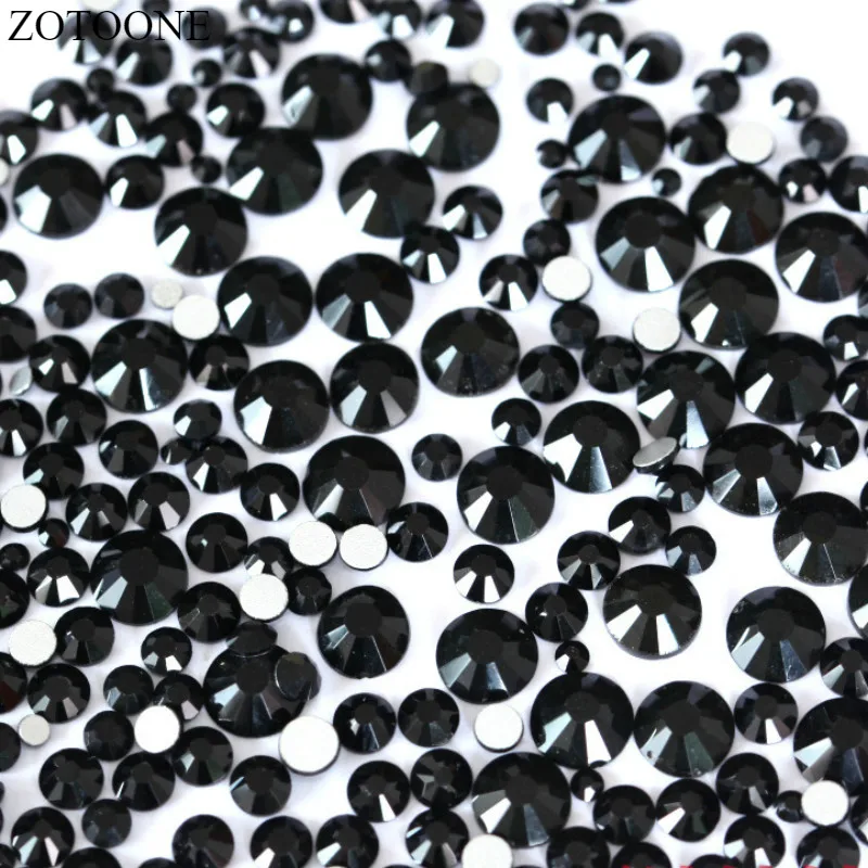 

ZOTOONE 1440Pcs A Flatback Rhinestones for Nails Black Glass Crystal AB Rhinestone Trim Stick for Clothes DIY Sewing Accessories