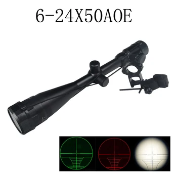 melhor 6-24x50 AOE Riflescope Iluminado Riflescope Reticle Sniper Rifle Scope Para Caça Tático Ao Ar Livre Airsoft 6-0036