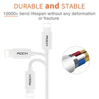 כבל נתונים USB כבל נתונים עבור iPhone X 8 7 6s 6 5 כבלים, מטען מהיר 2.4A ROCK טעינה בכבלים עבור דלקת פיני כבל 8 עבור מטען לאייפון (3)