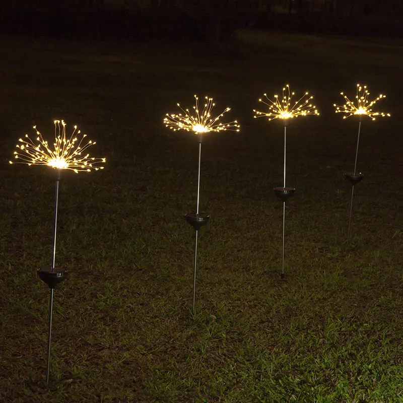 

2 Pcs LED Solar Power Firework Light Lamp Durable for Outdoor Lawn Wedding Garden WWO66