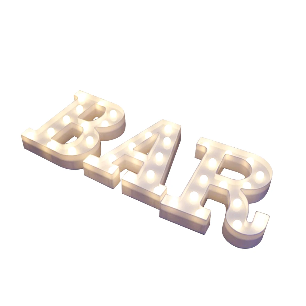 

LEDGLE BAR Word Sign Light Illuminated Marquee Bar Sign Creative LED Lamps for Shop Sign, Warm White Light, White