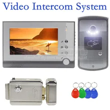 DIYSECUR Electric Lock 7 inch TFT Color LCD Display Video Door Phone Visual Intercom Doorbell ID Unlocking RFID Camera