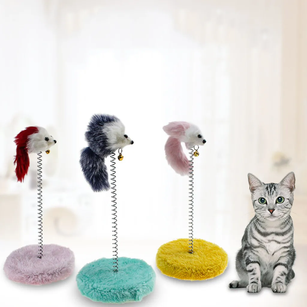 

Cute Cat Scratch Board Mouse Ball Toy Plate Cat Sticks Toys Pet Frame Spring Bells Scratching Pad Posts Flying Disc Random Color